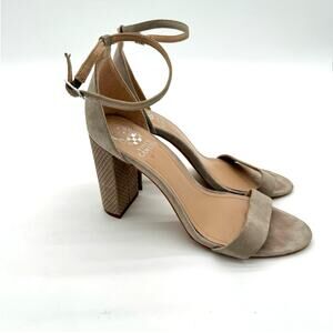 Vince Camuto Malissa Suede Block Heels Beige Strappy Heeled Sandals 9